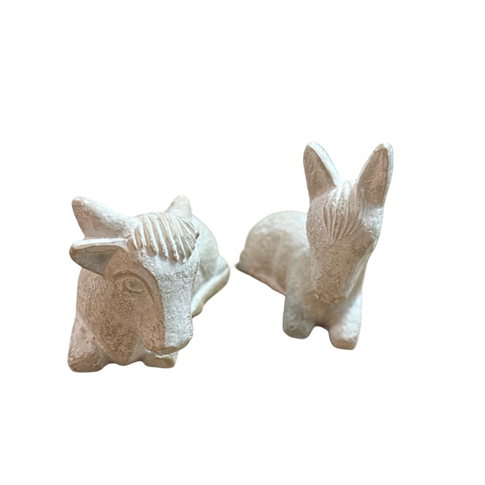 HTF Monastery of Bethlehem Donkey Ox Stable Manger Nativity Figures